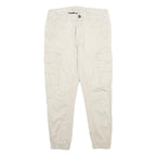JACK & JONES Mens Regular Fit Beige Cargo Trousers W30 L26 Cotton Blend Zip
