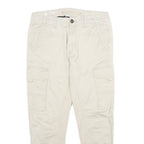 JACK & JONES Mens Regular Fit Beige Cargo Trousers W30 L26 Cotton Blend Zip