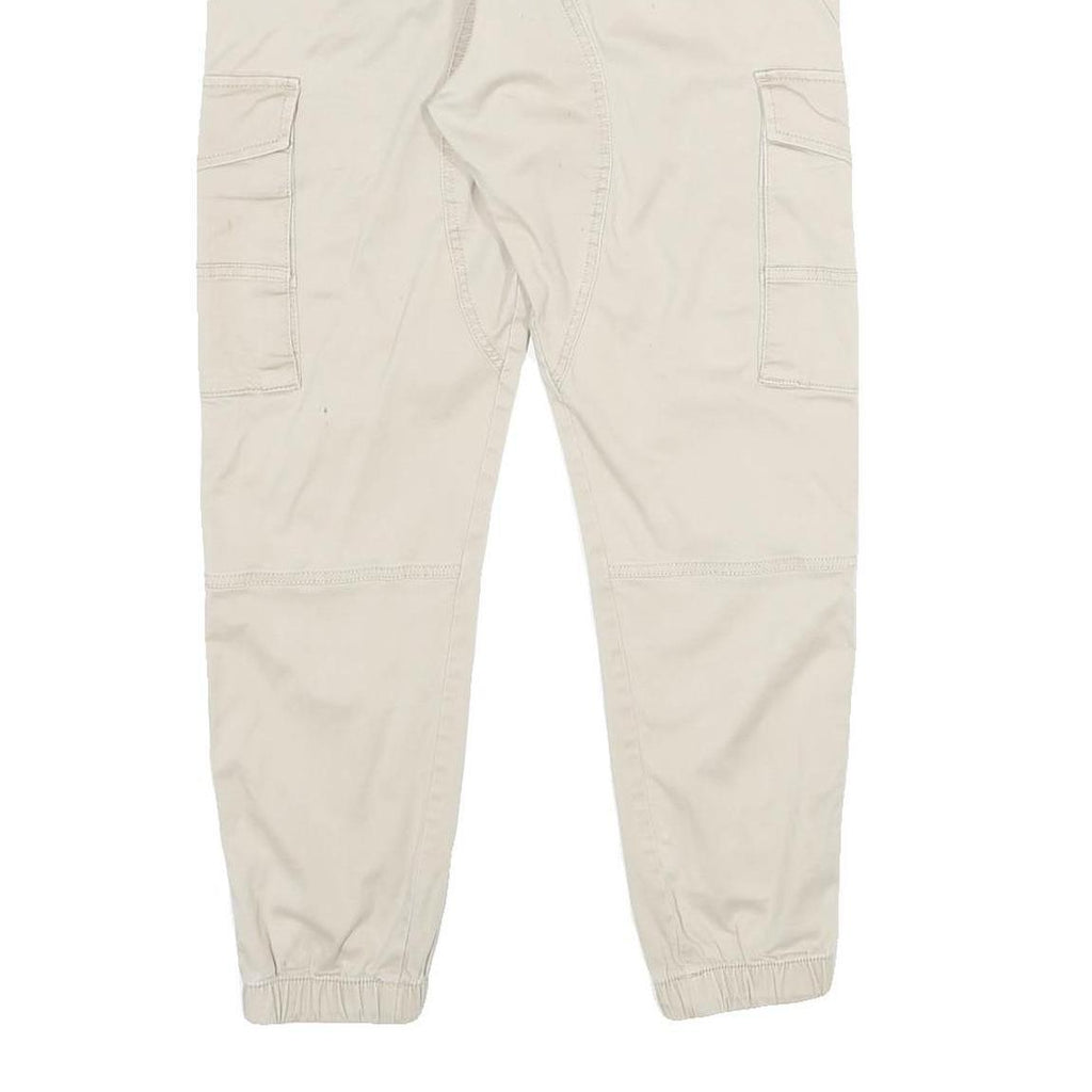 JACK & JONES Mens Regular Fit Beige Cargo Trousers W30 L26 Cotton Blend Zip
