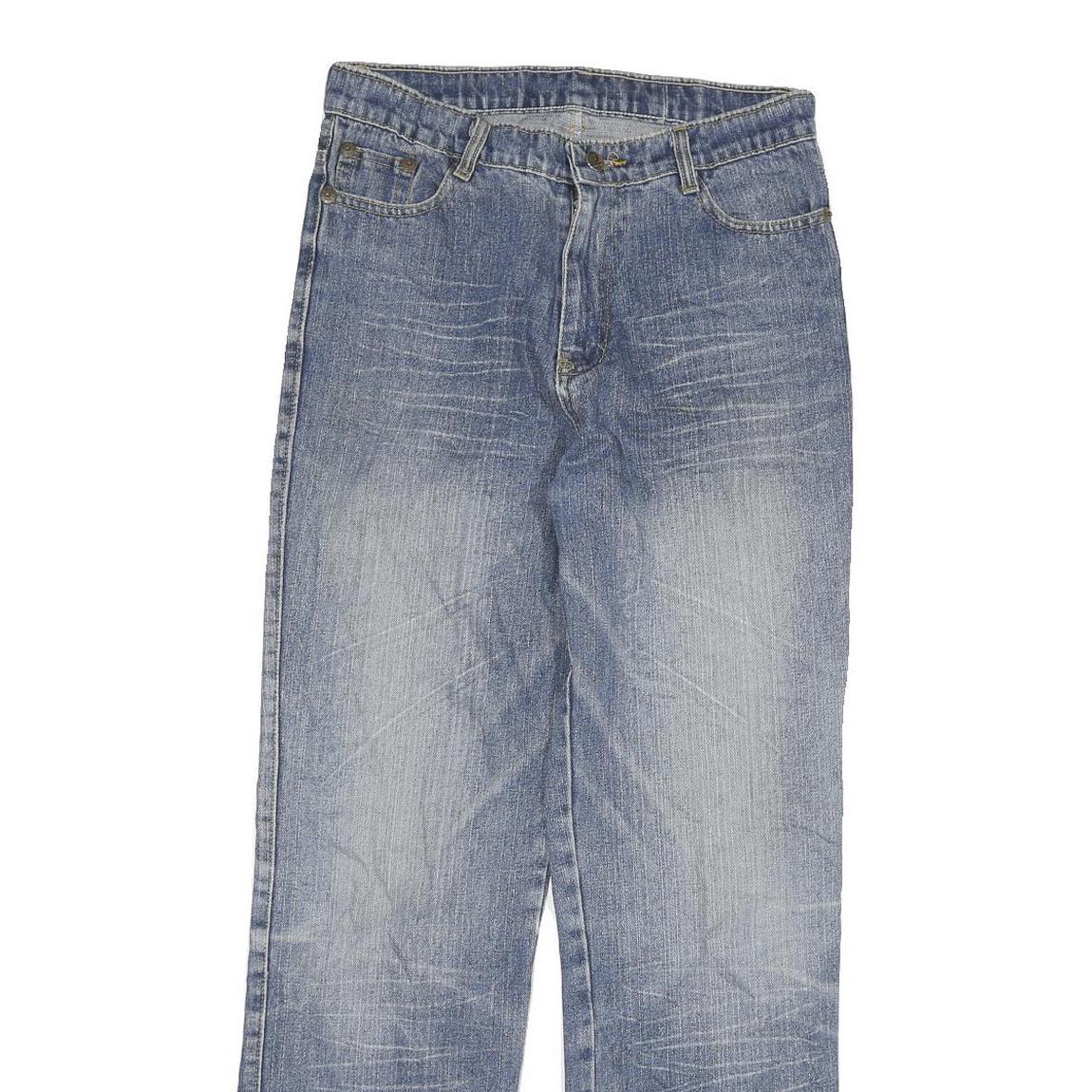 NORTH Womens Regular Fit Blue Denim Jeans W28 L29 Embroidered Pockets Zip