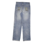 NORTH Womens Regular Fit Blue Denim Jeans W28 L29 Embroidered Pockets Zip