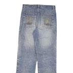 NORTH Womens Regular Fit Blue Denim Jeans W28 L29 Embroidered Pockets Zip