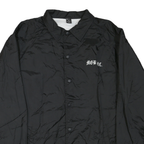 Mens Black Nylon Plain Button Jacket XL Classic Casual Lightweight Shell