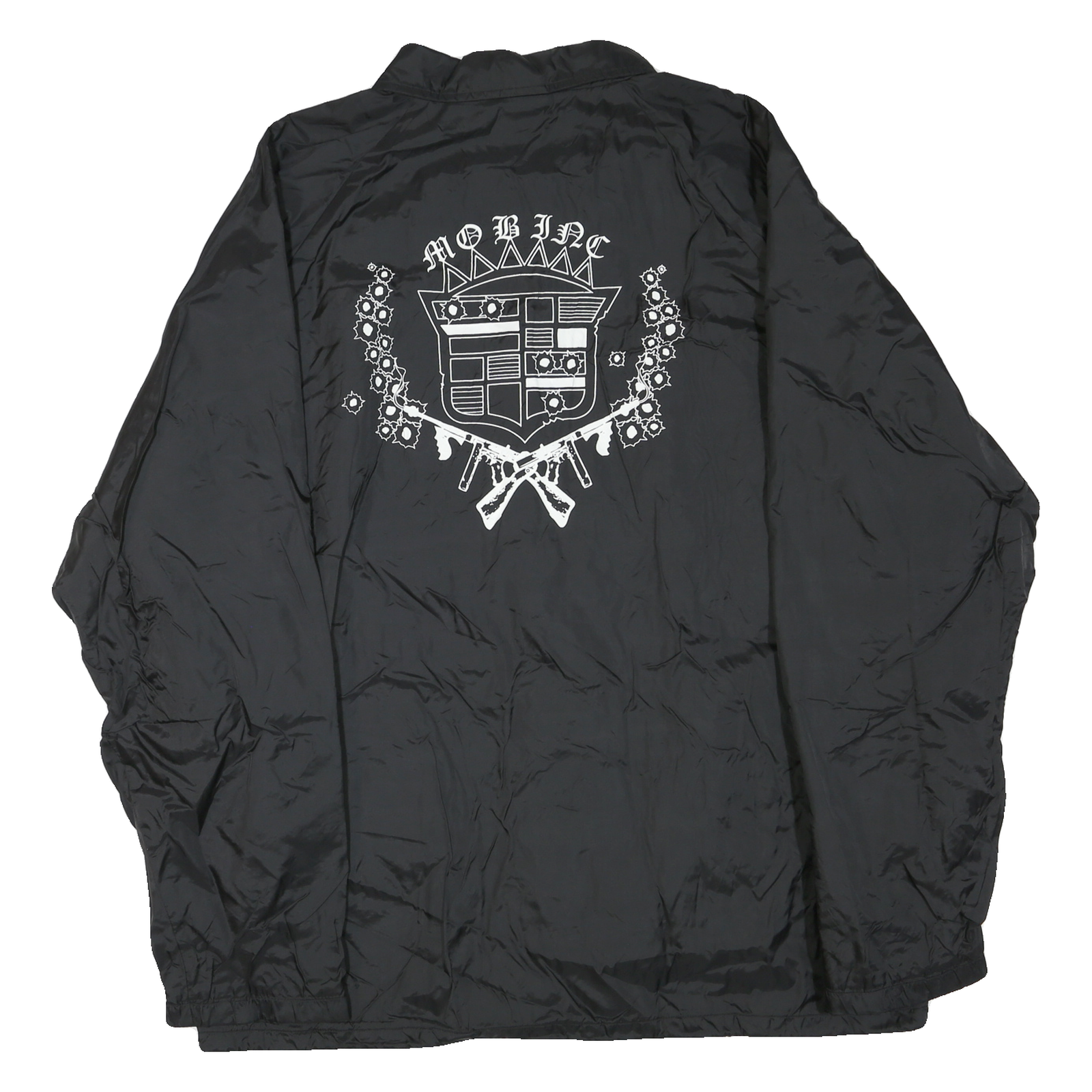 Mens Black Nylon Plain Button Jacket XL Classic Casual Lightweight Shell