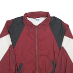 PRO SPIRIT Mens Maroon Black & White Windbreaker Jacket XL Nylon Colourblock Zip