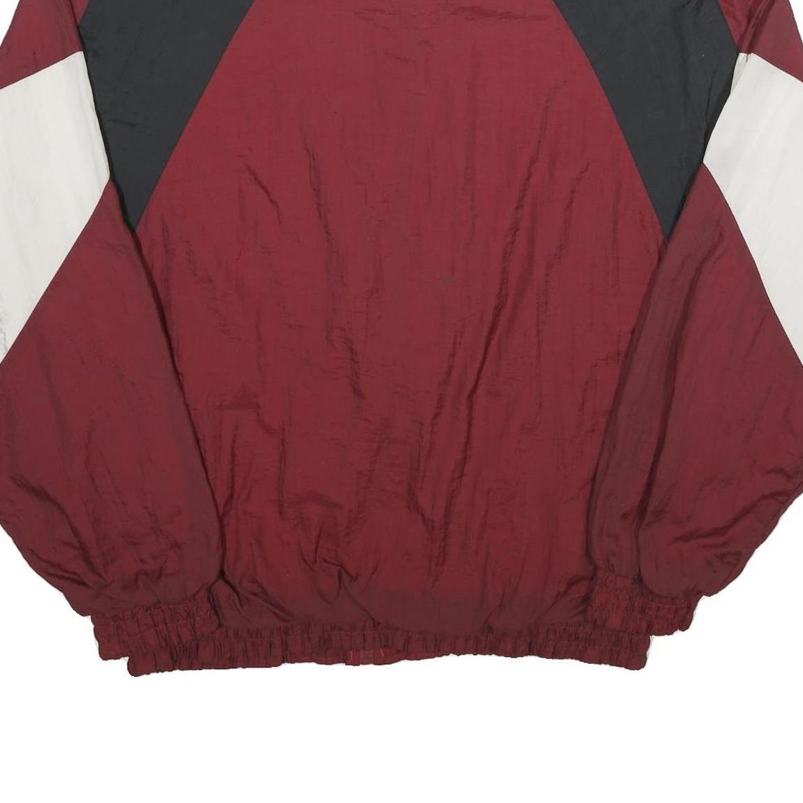 PRO SPIRIT Mens Maroon Black & White Windbreaker Jacket XL Nylon Colourblock Zip
