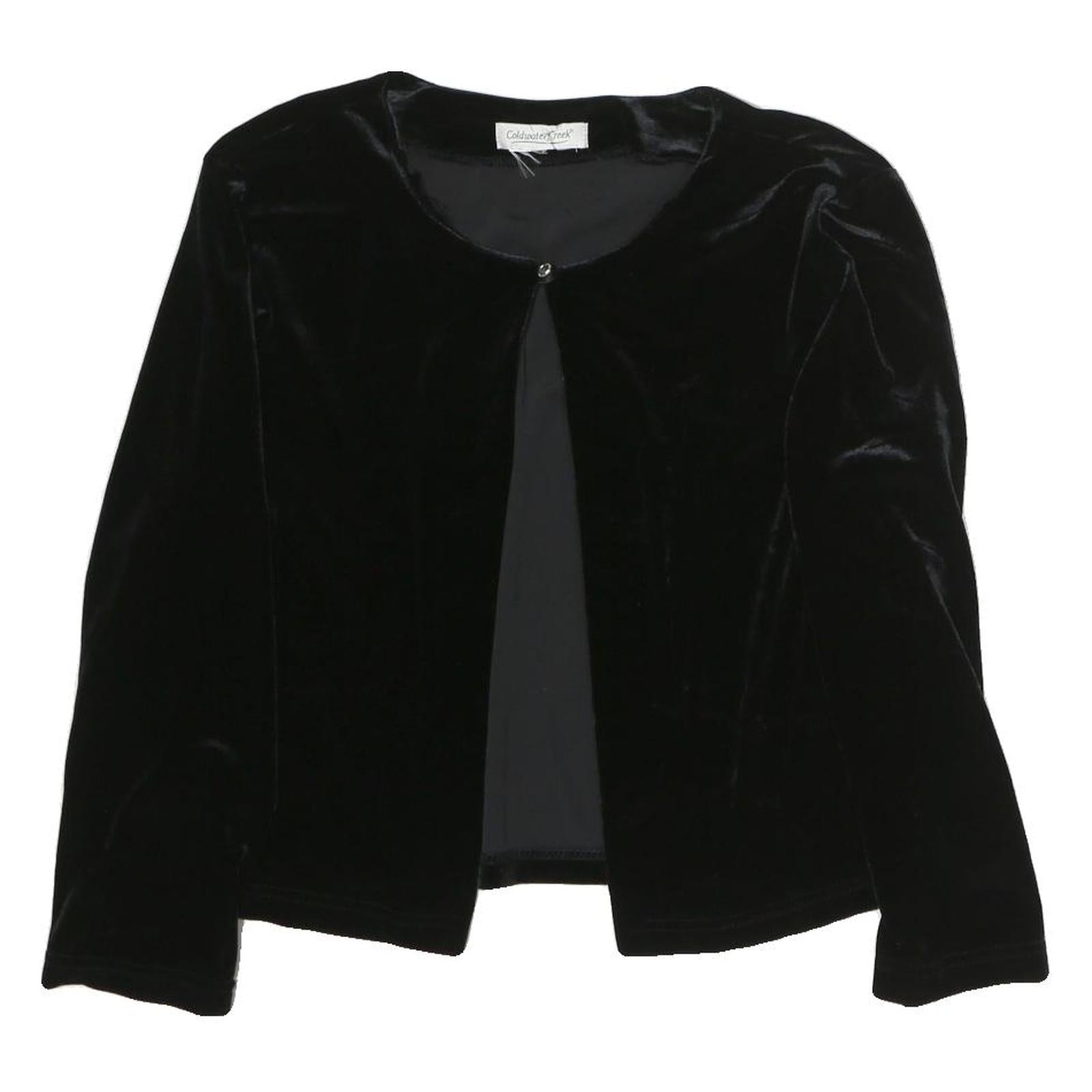 COLDWATER CREEK Womens Black Velvet Top Long Sleeve Round Neck M Classic