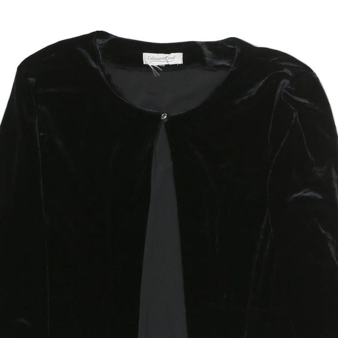 COLDWATER CREEK Womens Black Velvet Top Long Sleeve Round Neck M Classic