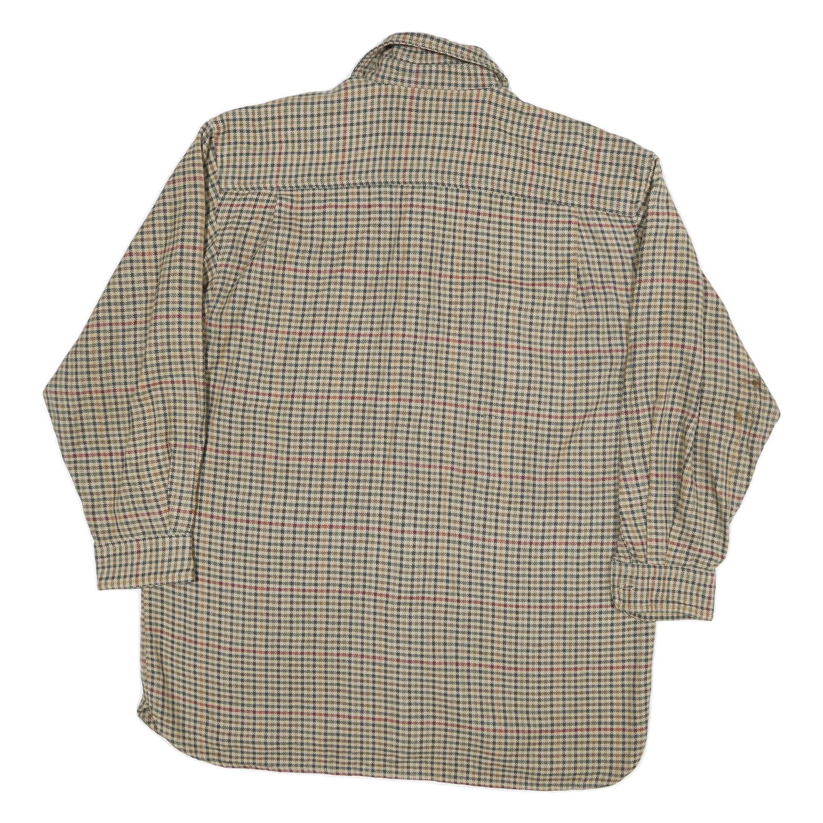 BRITISH KHAKI Mens Beige Check Shirt S Long Sleeve Cotton Casual