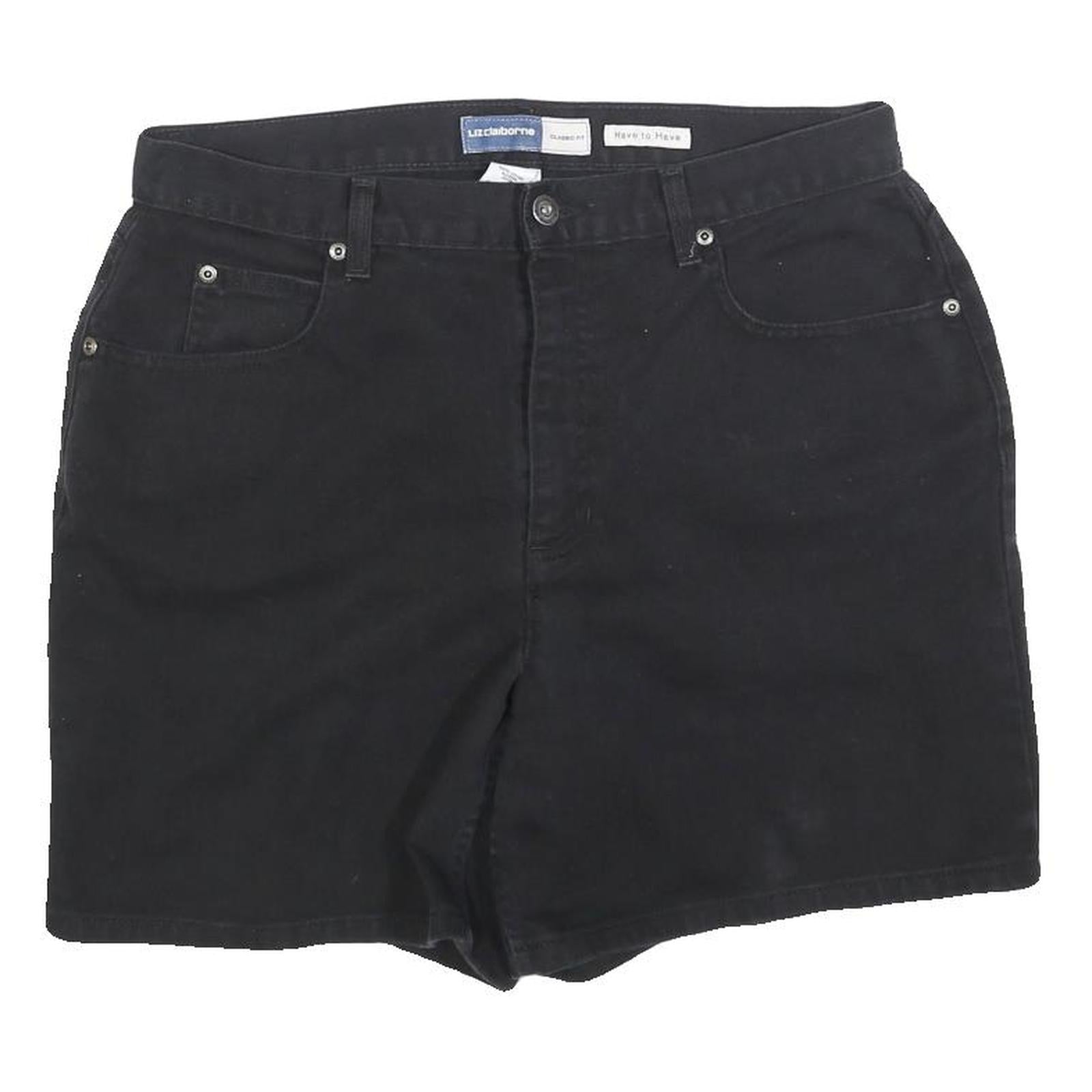 LIZ CLAIBORNE Womens Black Cotton Blend Casual Shorts Size M W32 Stylish