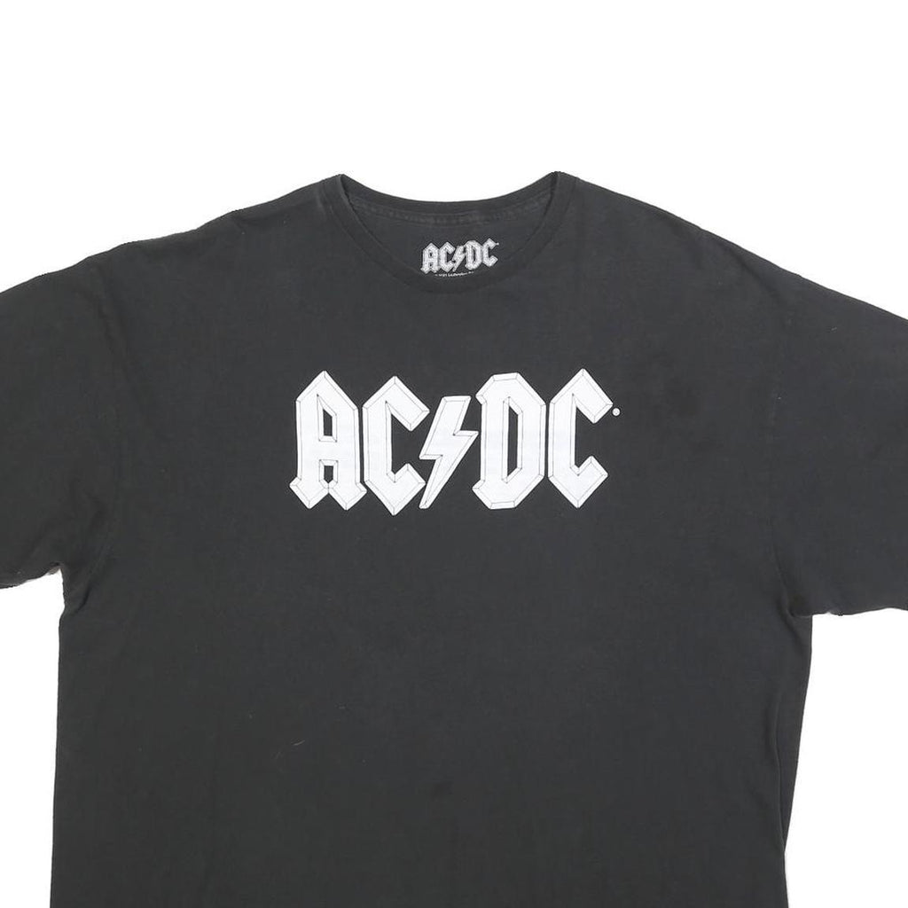 ACDC Mens Black Band T-Shirt 2XL Short Sleeve Crew Neck Rock Music