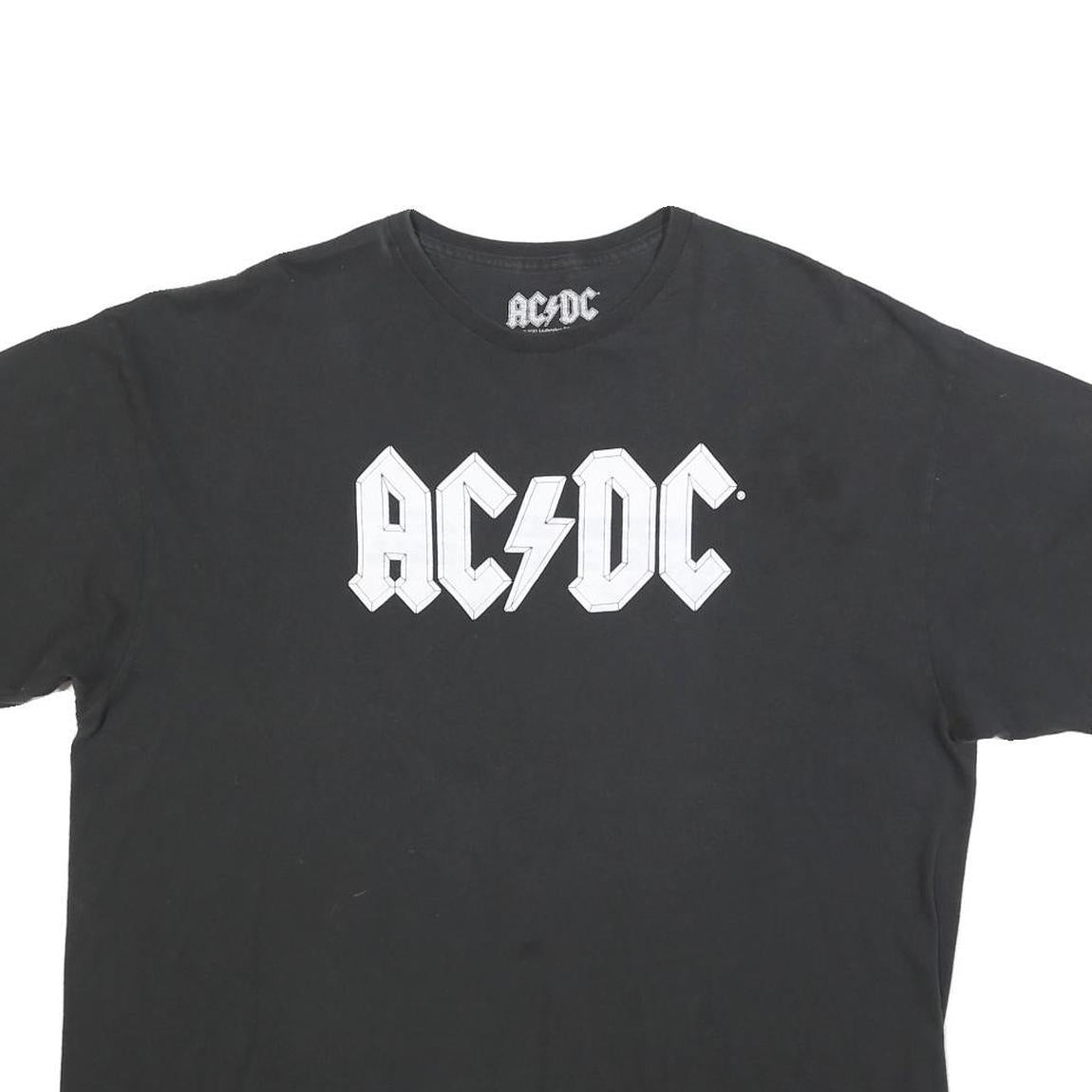 ACDC Mens Black Band T-Shirt 2XL Short Sleeve Crew Neck Rock Music