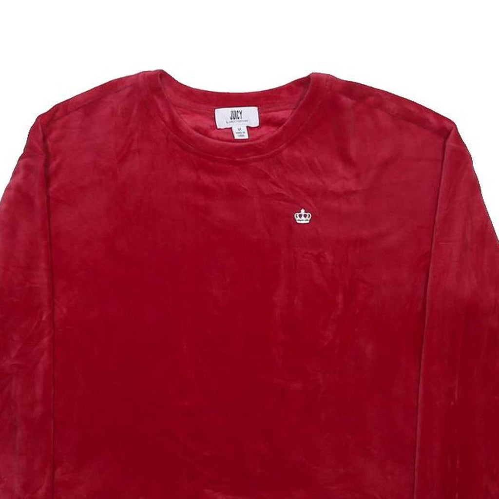 JUICY COUTURE Womens Red Velvet Crew Neck M Sweatshirt Cropped Luxe Comfort