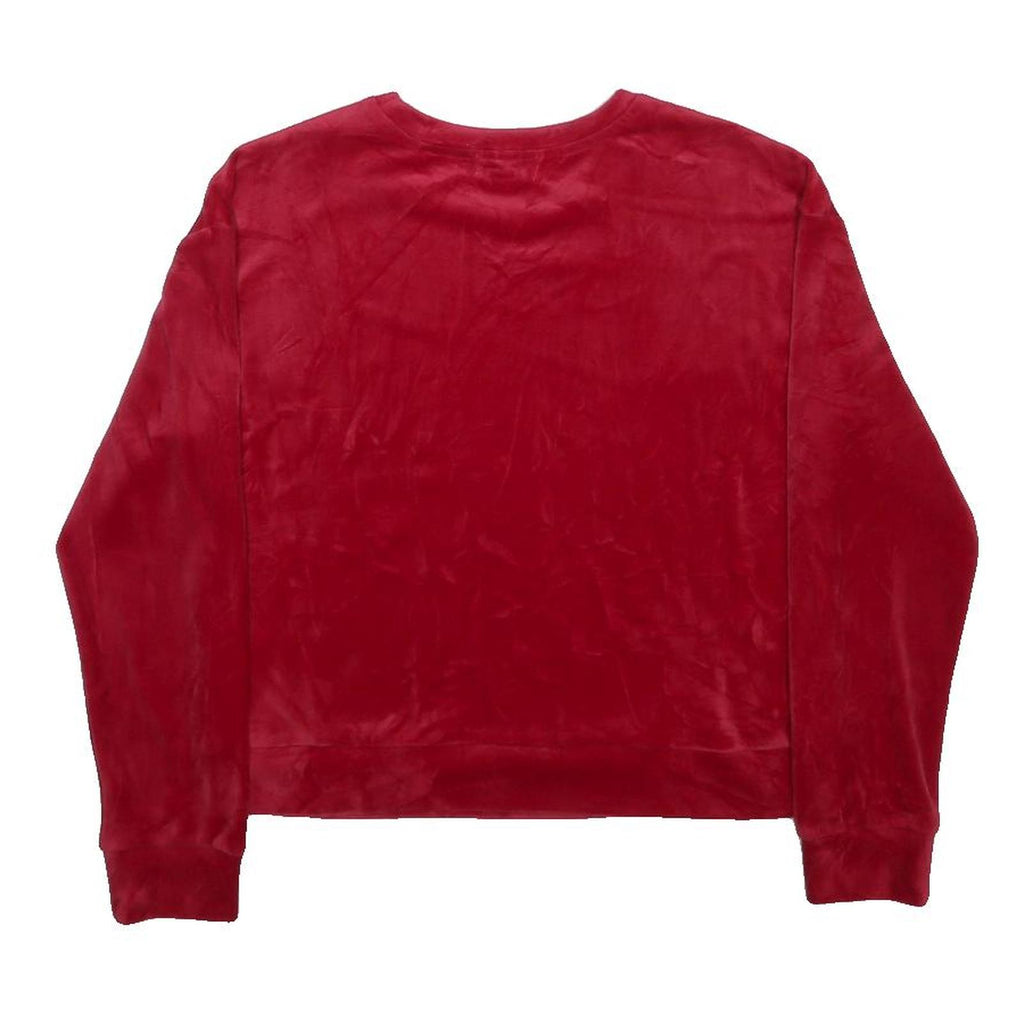 JUICY COUTURE Womens Red Velvet Crew Neck M Sweatshirt Cropped Luxe Comfort