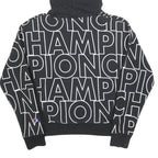 CHAMPION REVERSE WEAVE Womens Black Hoodie S All Over Brand Logo Pullover