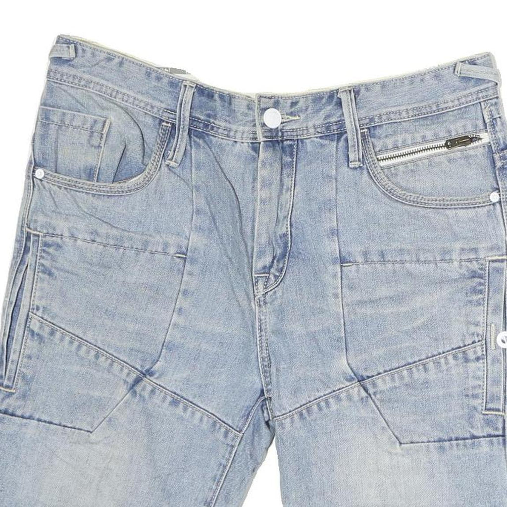 CLOCK HOUSE Mens Denim Blue Shorts L W35 Cotton Casual Zip Pockets