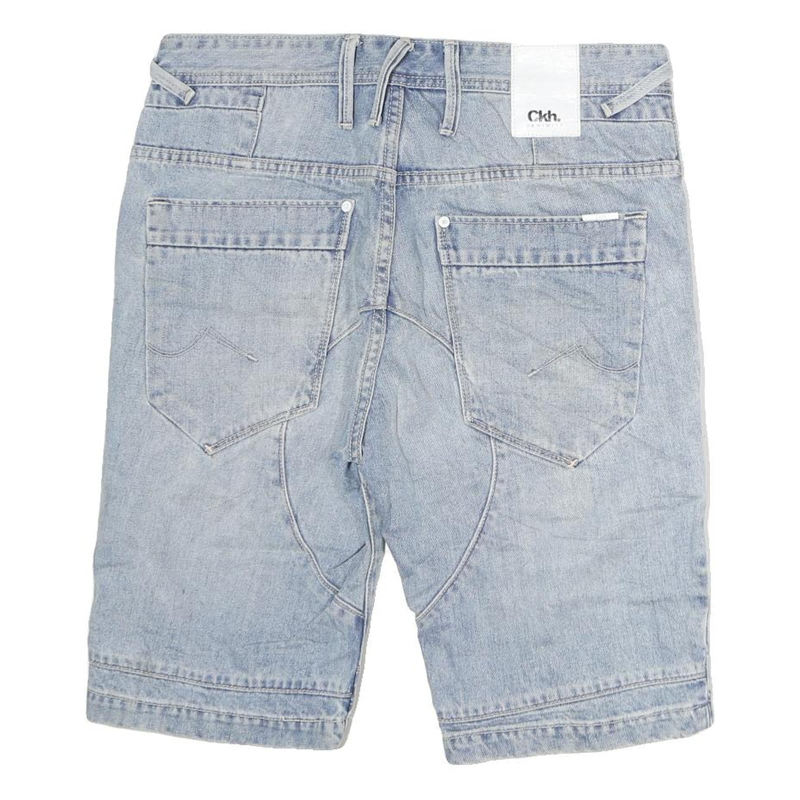 CLOCK HOUSE Mens Denim Blue Shorts L W35 Cotton Casual Zip Pockets