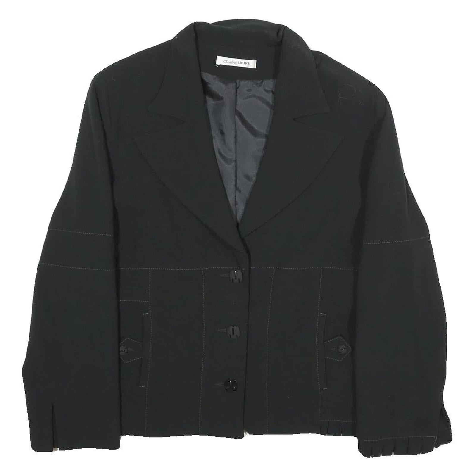 CHRISTINE LAURE Womens Black Casual Jacket UK 14 Polyester Blend Button Closure