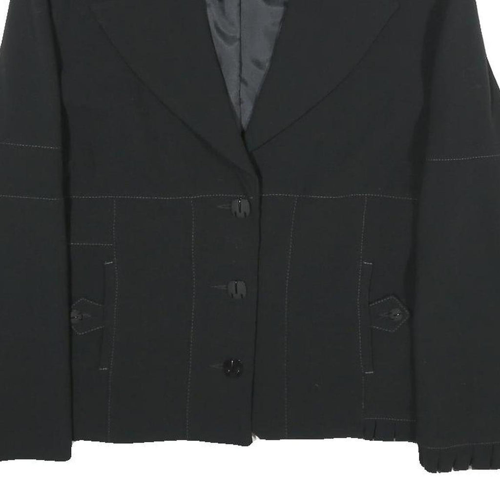 CHRISTINE LAURE Womens Black Casual Jacket UK 14 Polyester Blend Button Closure