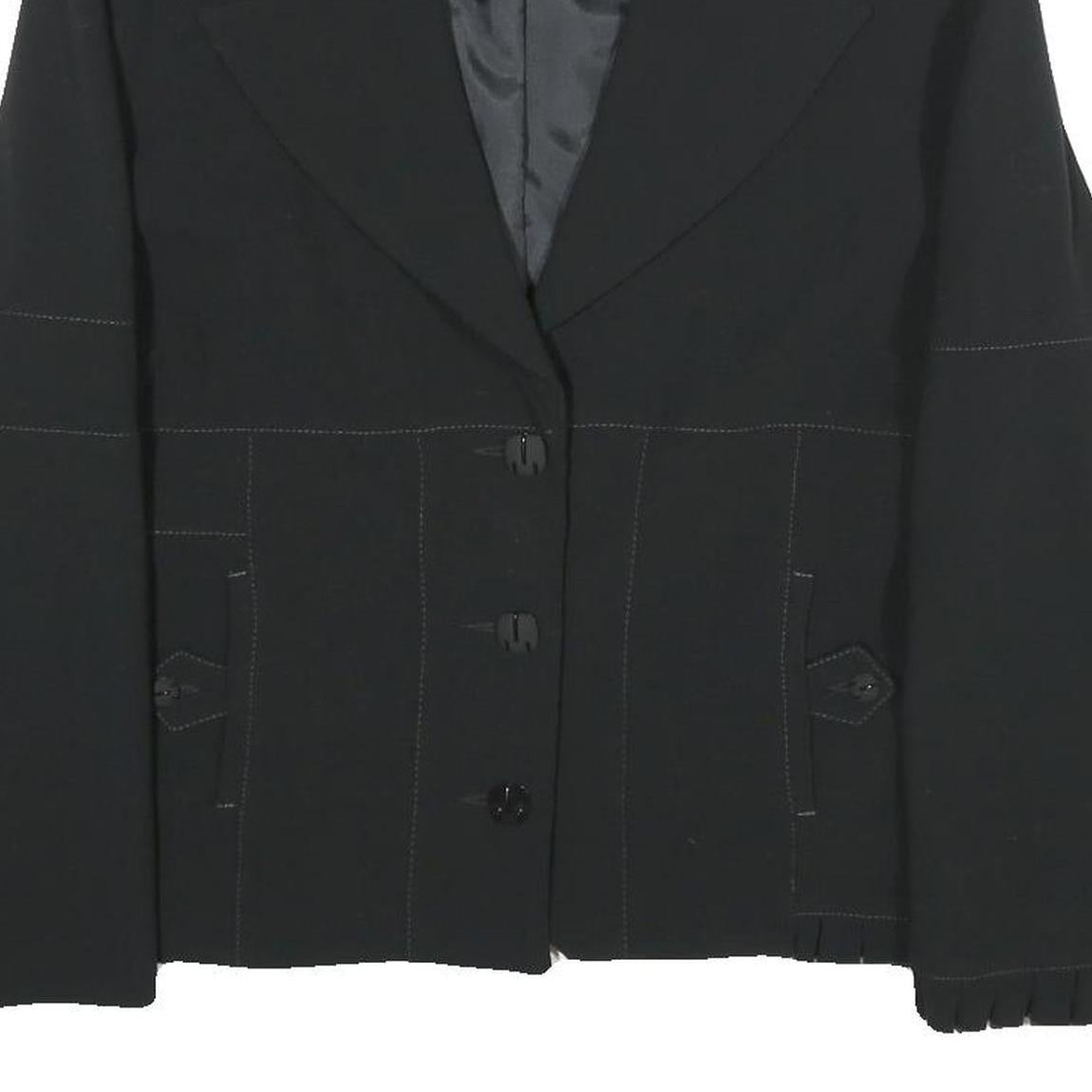 CHRISTINE LAURE Womens Black Casual Jacket UK 14 Polyester Blend Button Closure