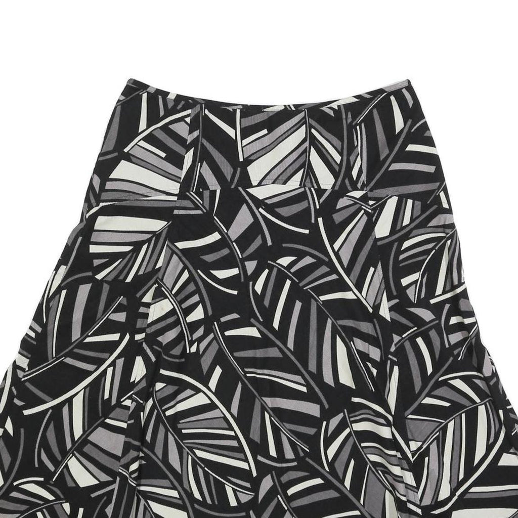 MONSOON Womens Black White & Grey Leaf Print A-Line Midi Cotton Blend Skirt M