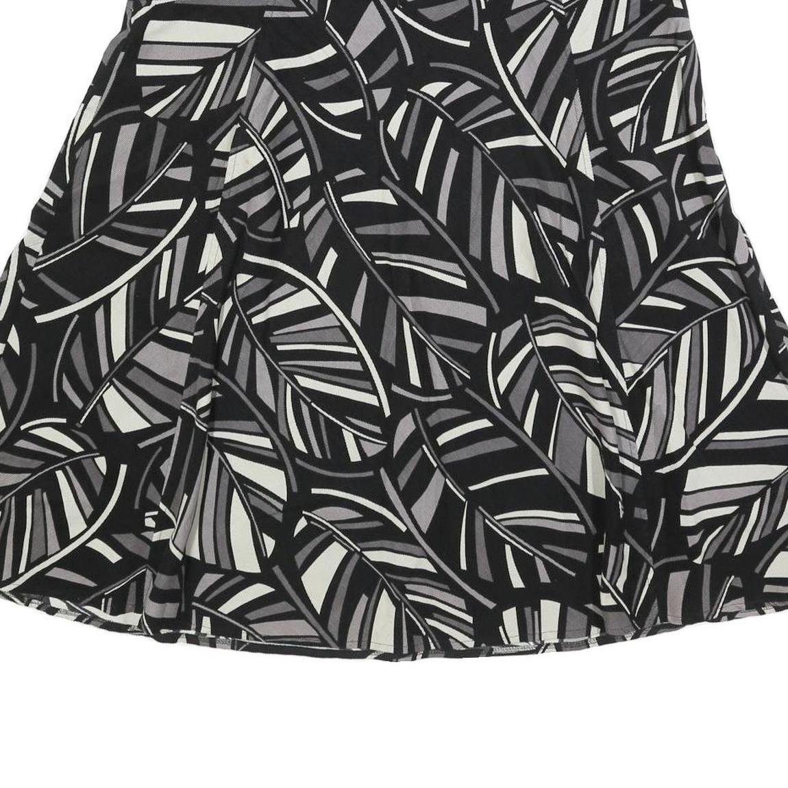 MONSOON Womens Black White & Grey Leaf Print A-Line Midi Cotton Blend Skirt M