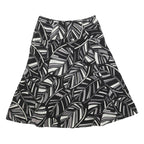 MONSOON Womens Black White & Grey Leaf Print A-Line Midi Cotton Blend Skirt M