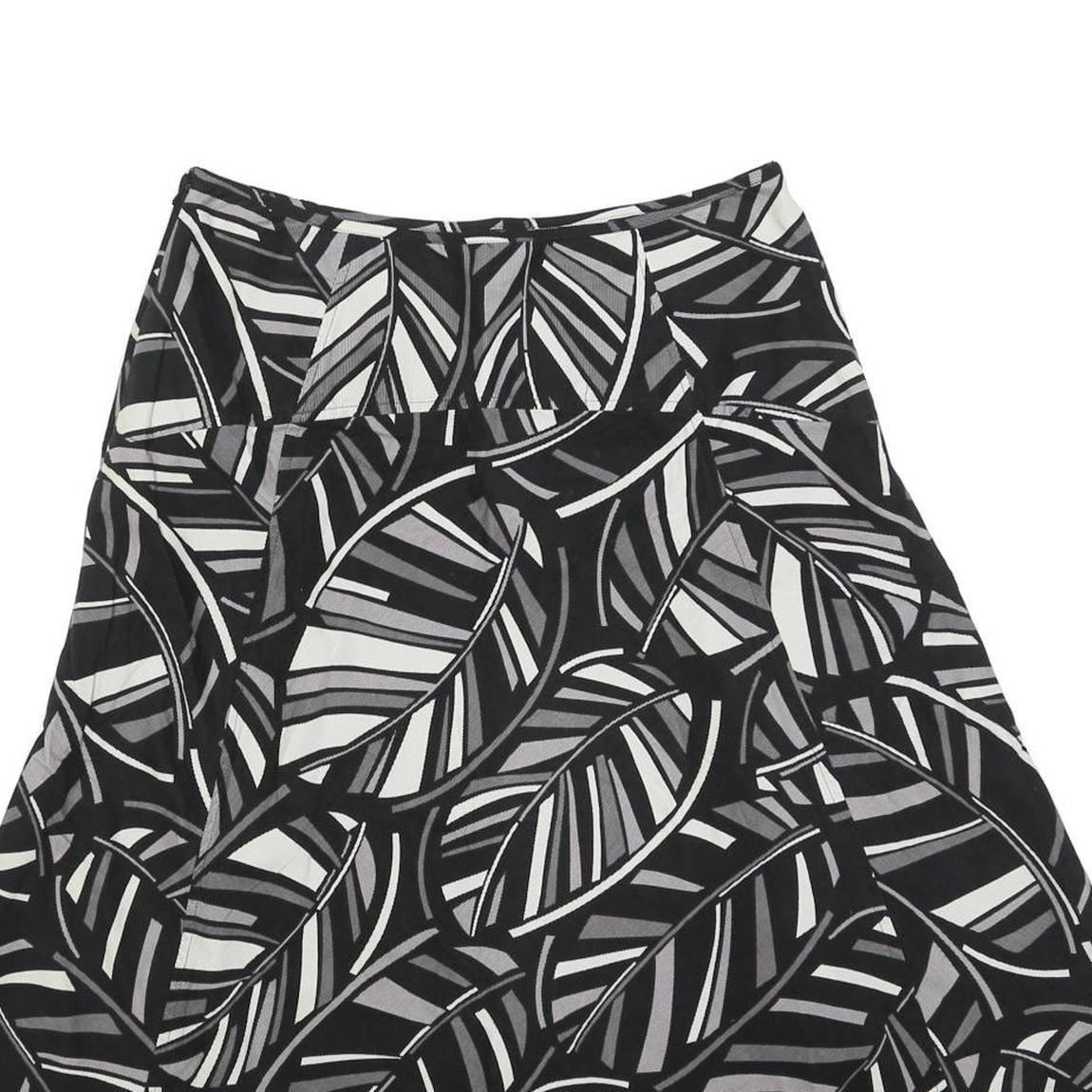MONSOON Womens Black White & Grey Leaf Print A-Line Midi Cotton Blend Skirt M