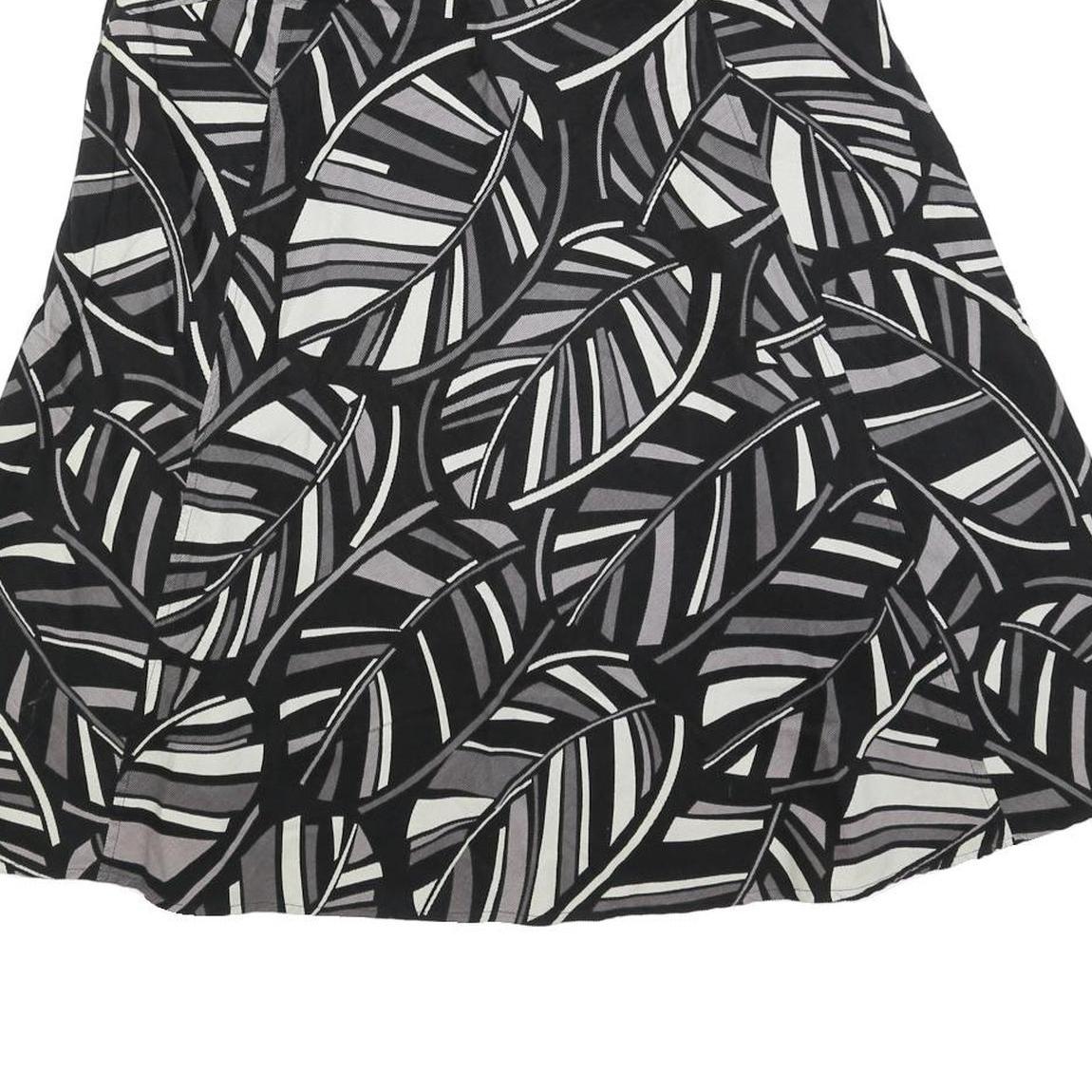 MONSOON Womens Black White & Grey Leaf Print A-Line Midi Cotton Blend Skirt M