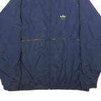 ADIDAS Mens Navy Blue Nylon Jacket L Plain Sportswear Zip Casual Lightweight