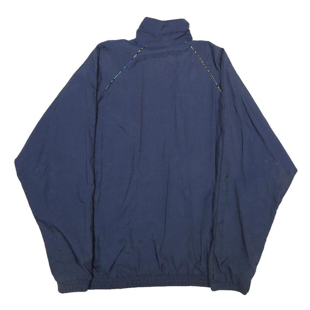 ADIDAS Mens Navy Blue Nylon Jacket L Plain Sportswear Zip Casual Lightweight