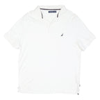 NAUTICA Mens White Short Sleeve Plain XL Cotton Blend Polo Shirt Casual
