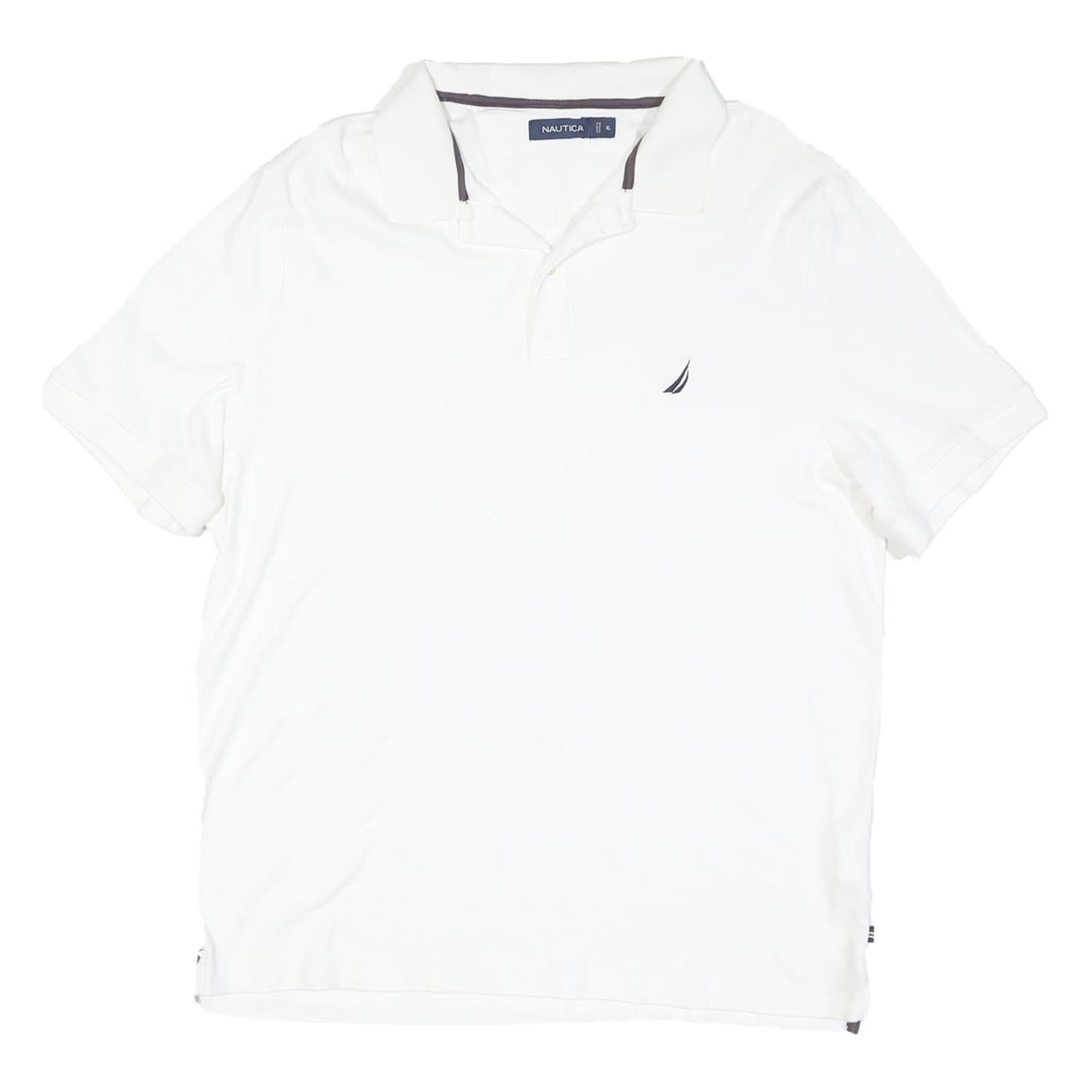 NAUTICA Mens White Short Sleeve Plain XL Cotton Blend Polo Shirt Casual
