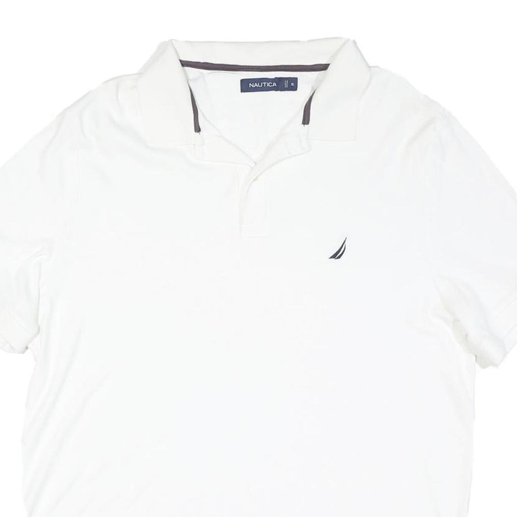 NAUTICA Mens White Short Sleeve Plain XL Cotton Blend Polo Shirt Casual