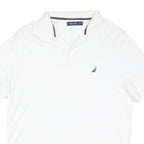 NAUTICA Mens White Short Sleeve Plain XL Cotton Blend Polo Shirt Casual