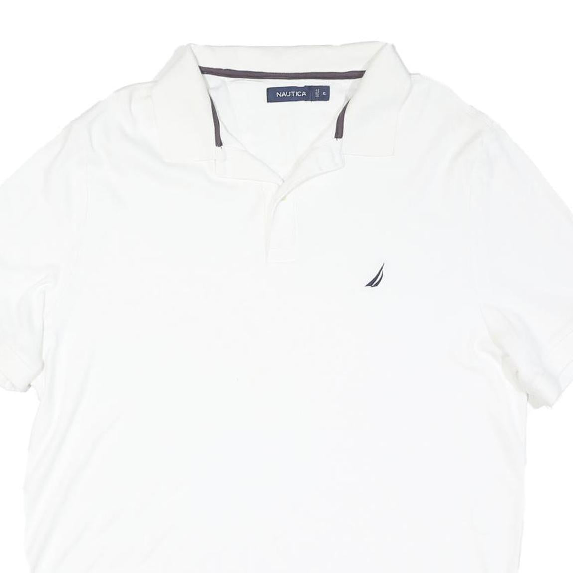 NAUTICA Mens White Short Sleeve Plain XL Cotton Blend Polo Shirt Casual