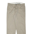 DOCKERS Mens Cotton Blend Beige Regular Fit Straight Leg Trousers W36 L33 Casual