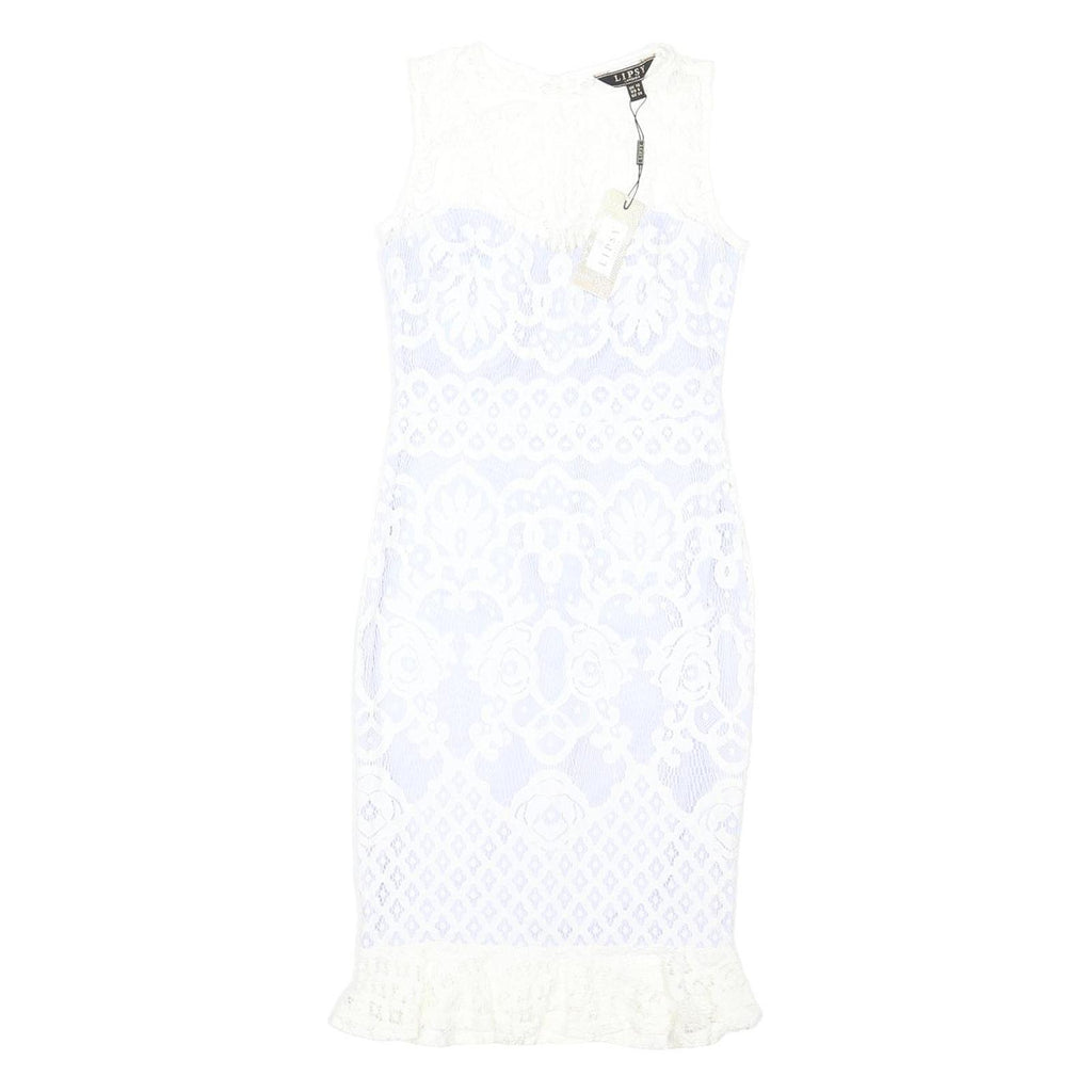 LIPSY LONDON Womens White Lace Bodycon Midi Dress Polyester Blend UK 10