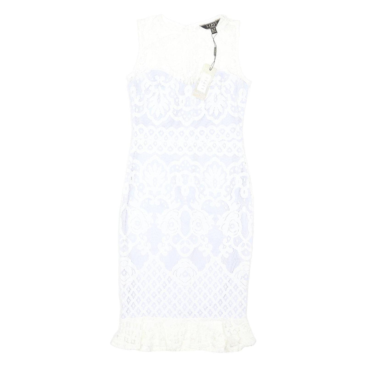 LIPSY LONDON Womens White Lace Bodycon Midi Dress Polyester Blend UK 10