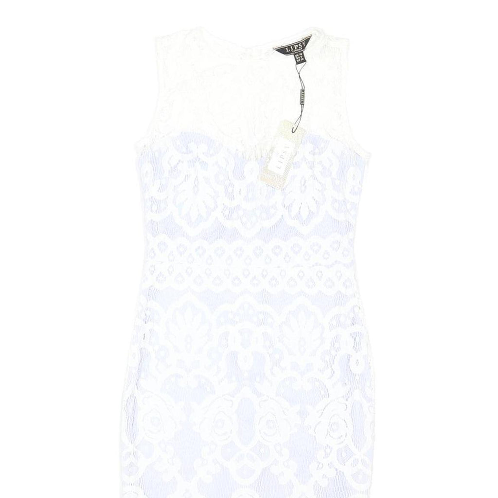 LIPSY LONDON Womens White Lace Bodycon Midi Dress Polyester Blend UK 10