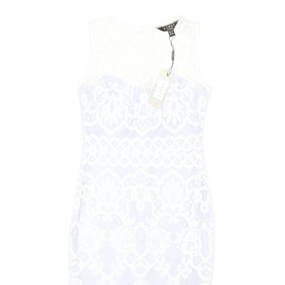 LIPSY LONDON Womens White Lace Bodycon Midi Dress Polyester Blend UK 10