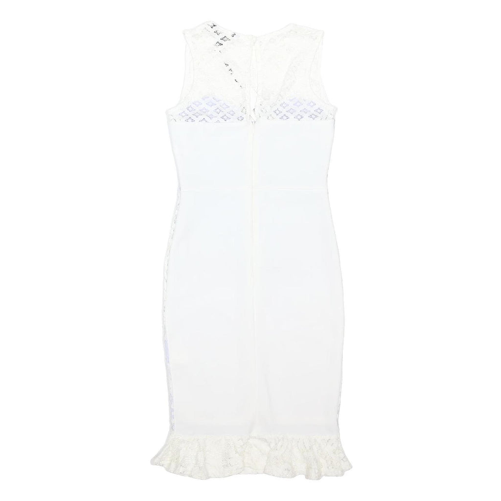 LIPSY LONDON Womens White Lace Bodycon Midi Dress Polyester Blend UK 10
