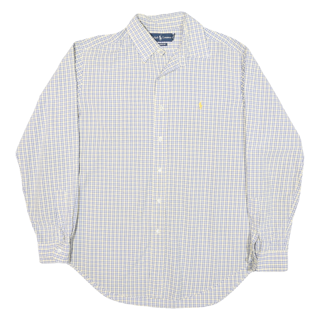 RALPH LAUREN Mens Blue & Yellow Check Shirt L Classic Fit Cotton Blend
