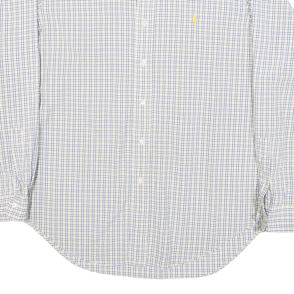 RALPH LAUREN Mens Blue & Yellow Check Shirt L Classic Fit Cotton Blend