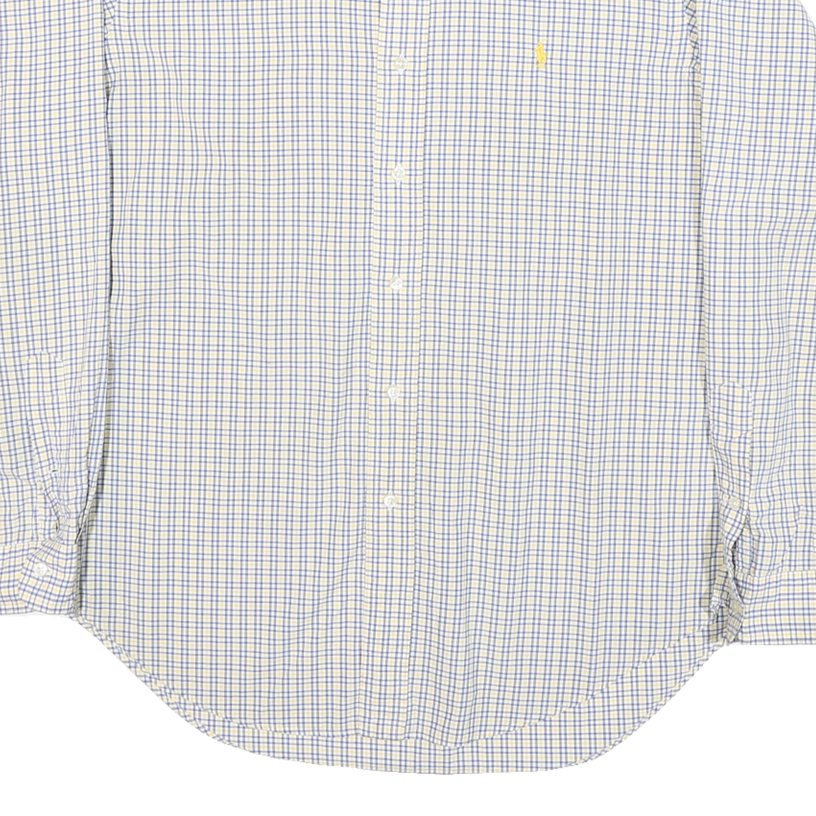 RALPH LAUREN Mens Blue & Yellow Check Shirt L Classic Fit Cotton Blend