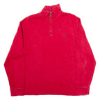 POLO RALPH LAUREN Mens Jumper Red 1/4 Zip Tight Knit L