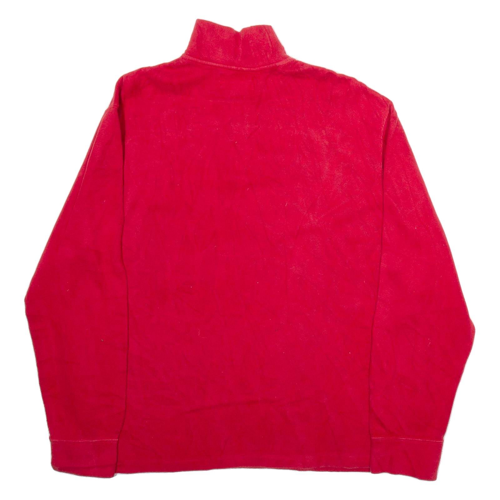 POLO RALPH LAUREN Mens Jumper Red 1/4 Zip Tight Knit L