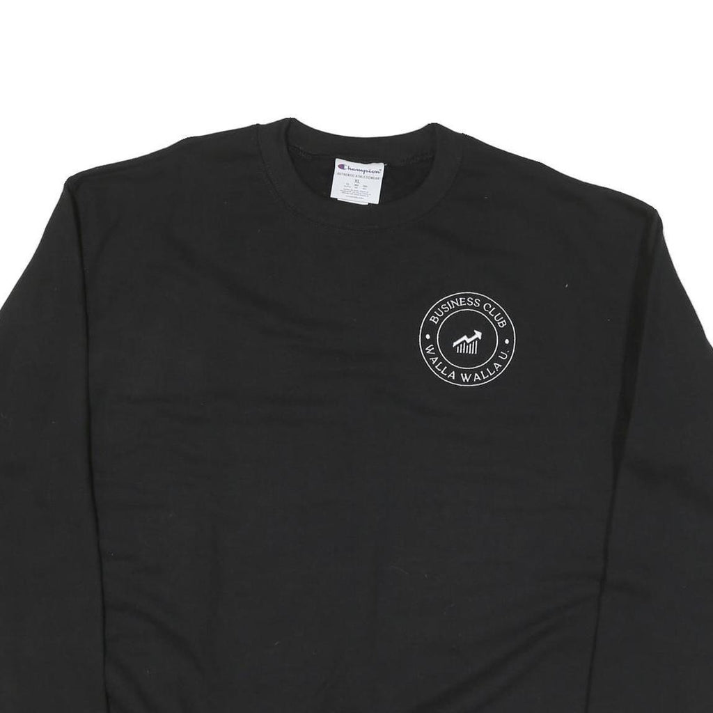 CHAMPION Mens Black Business Club Walla Walla Cotton Blend Crew Neck XL