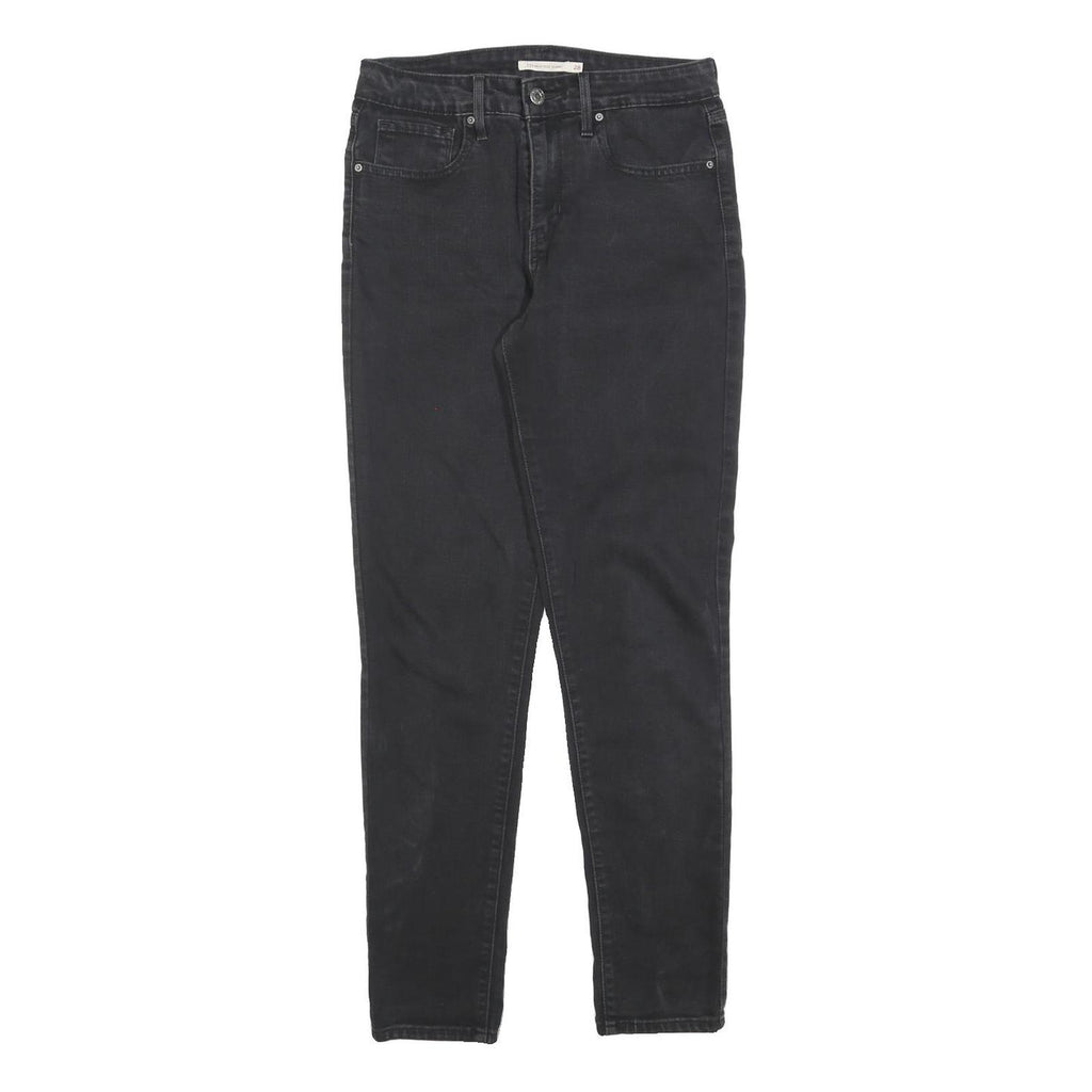 LEVI'S 721 Womens Jeans Black Slim Skinny Denim Raw W28 L30 Stretch