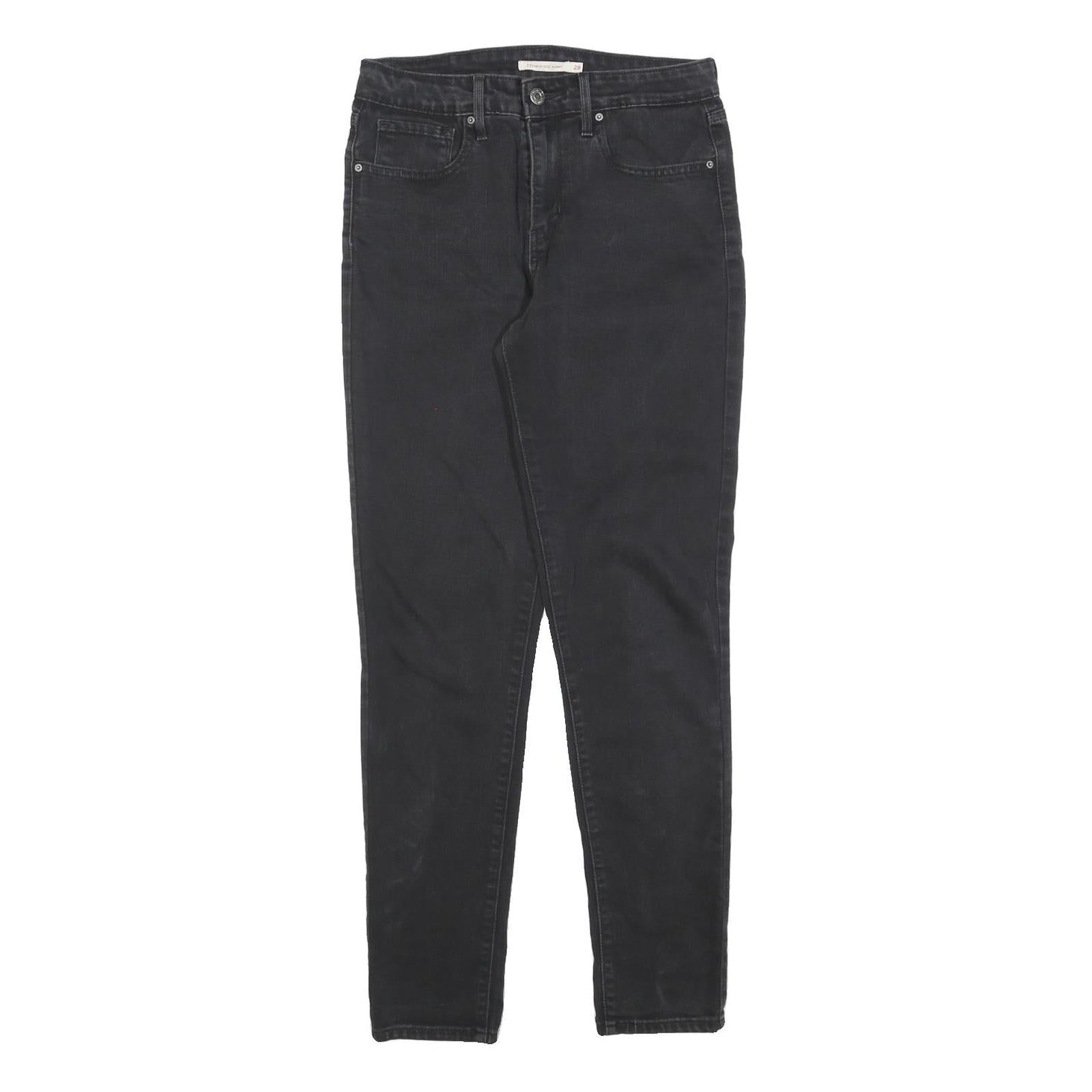 LEVI'S 721 Womens Jeans Black Slim Skinny Denim Raw W28 L30 Stretch